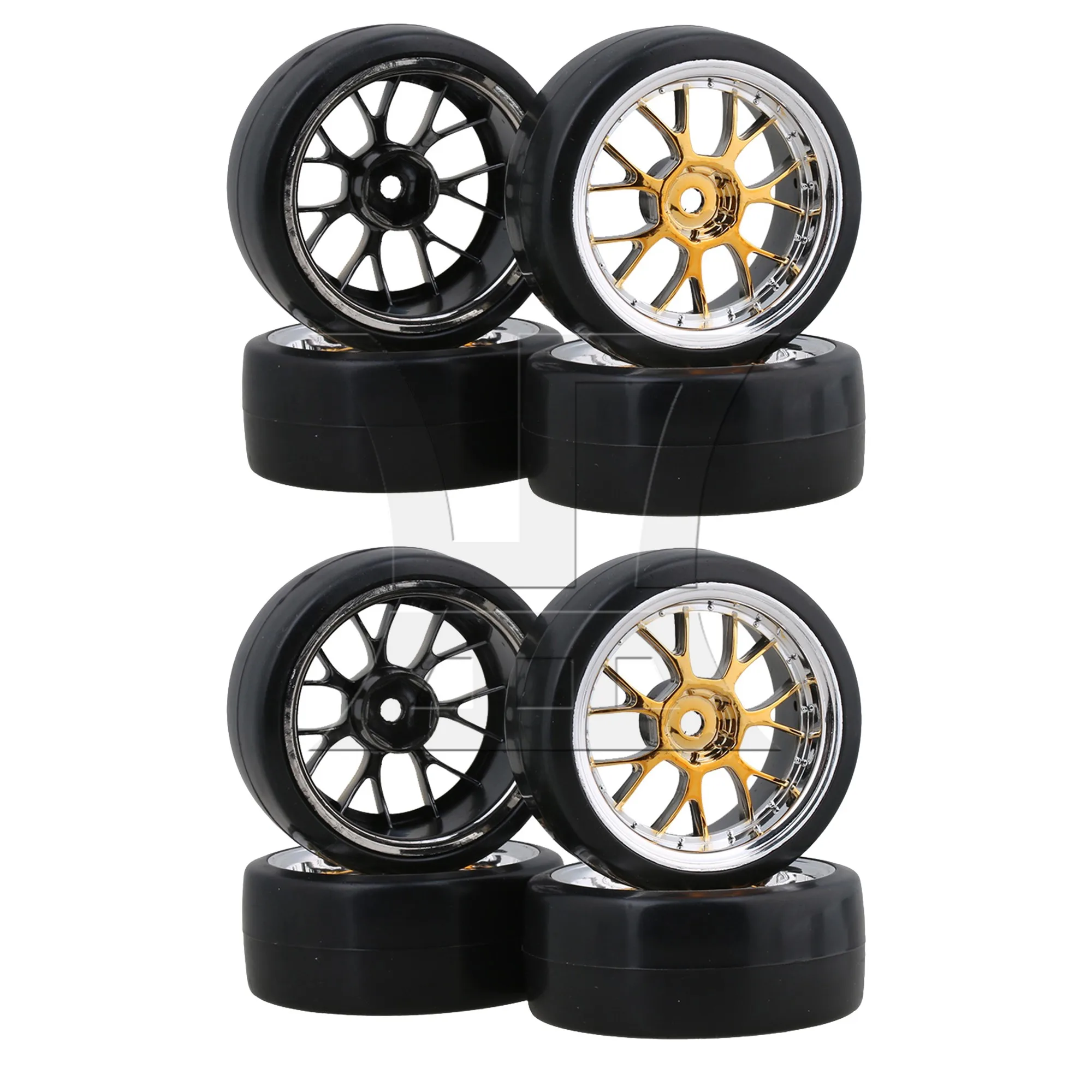8 Pcs Plastic Wheel Rims 0.47inch w/ Tire for RC1:10 Model On Road Car