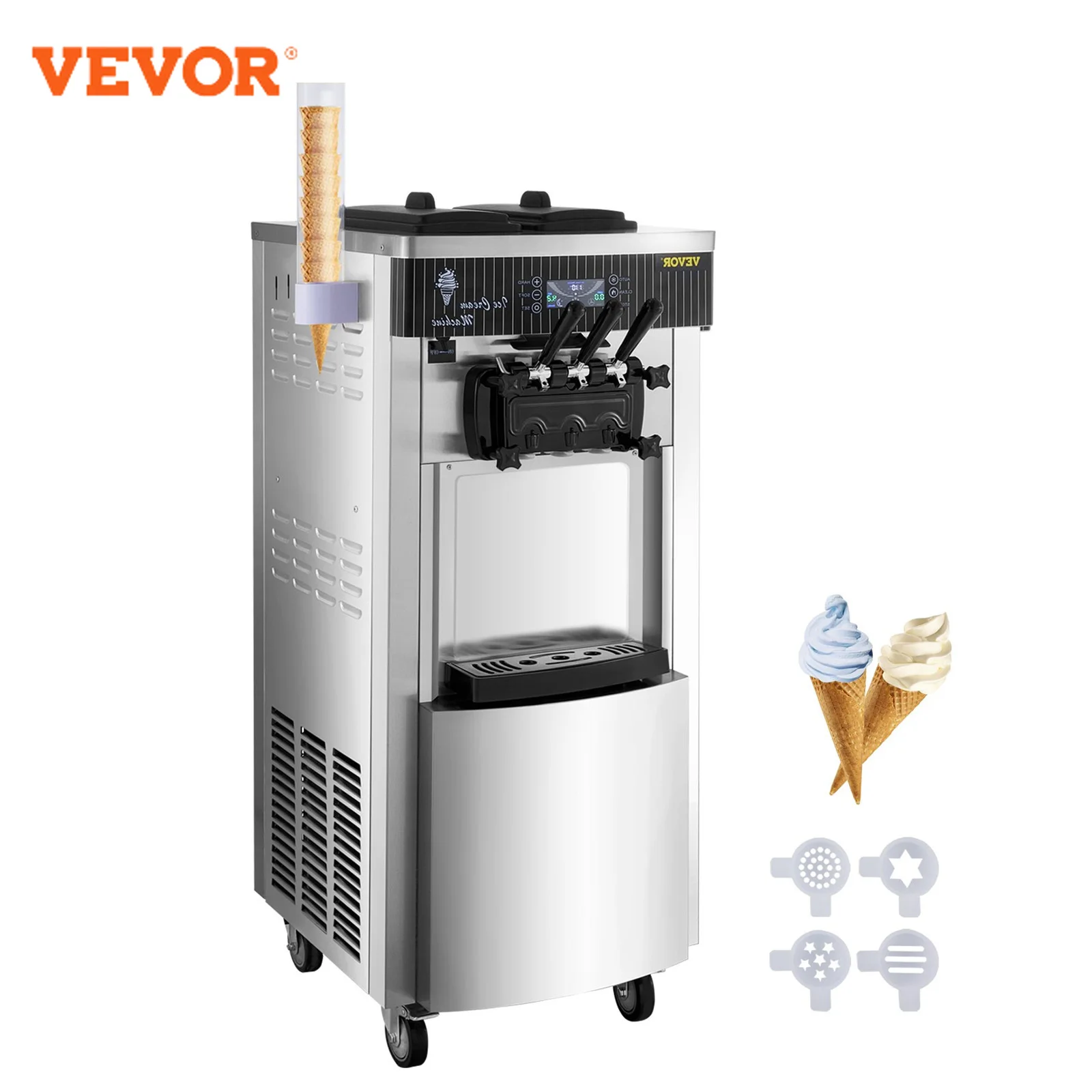VEVOR 2200W 20-28L/H macchina per gelato commerciale Mix Flavor Ice Cones Maker schermo LED