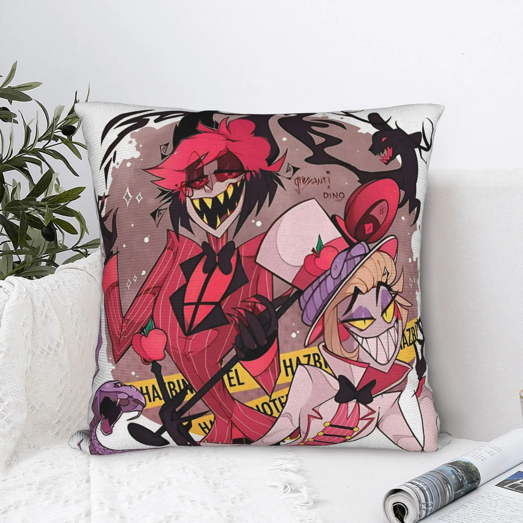 Pillow Cover H-Hazbin Hotel Abel Alastor and Lucifer  Kawaii Pillow Case For Office Car Home Decor Pillowcases