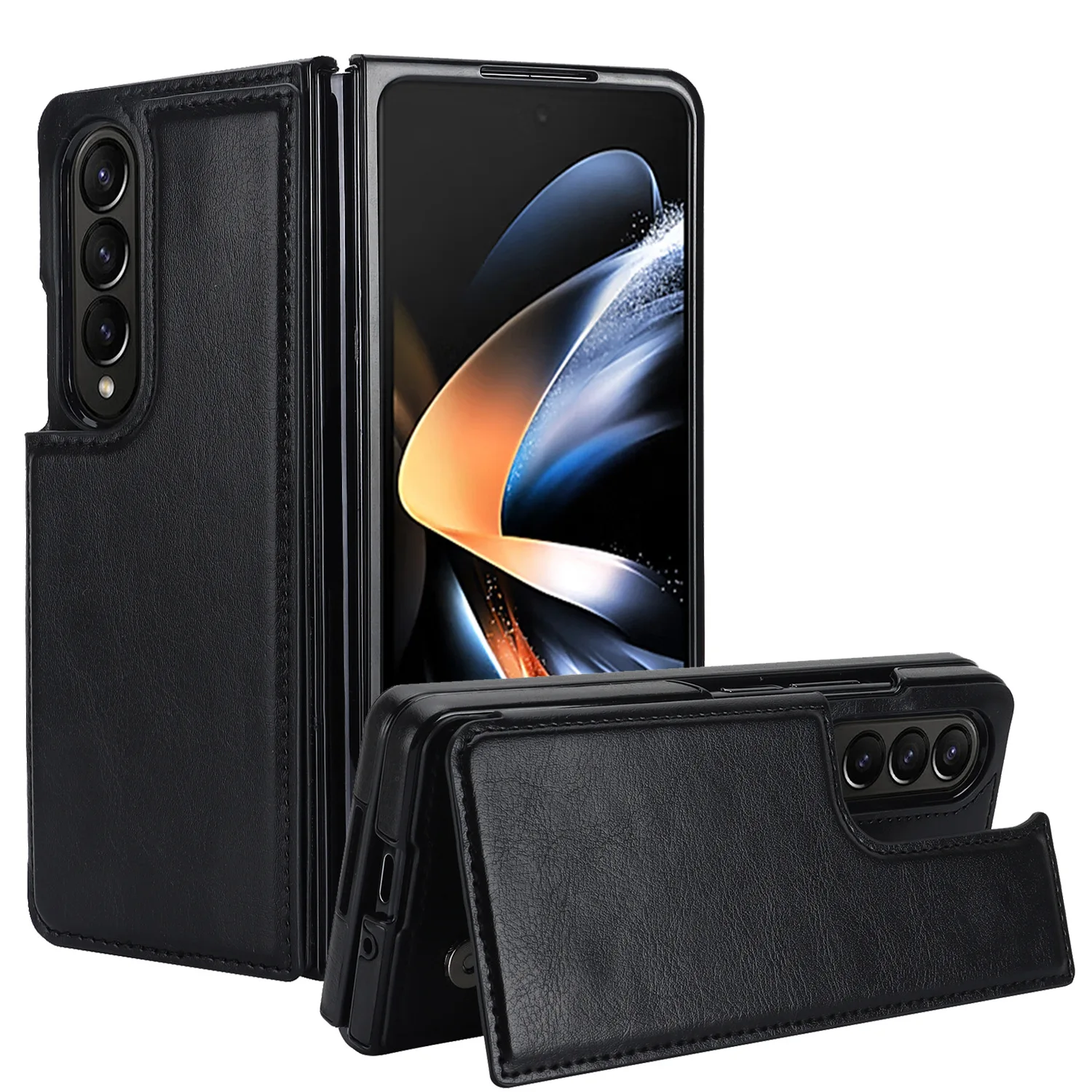 

Smooth Texture Fold PU Leather Wallet Phone Case for Samsung Z Fold 3 4 5 6 Phone Stand Back Cover