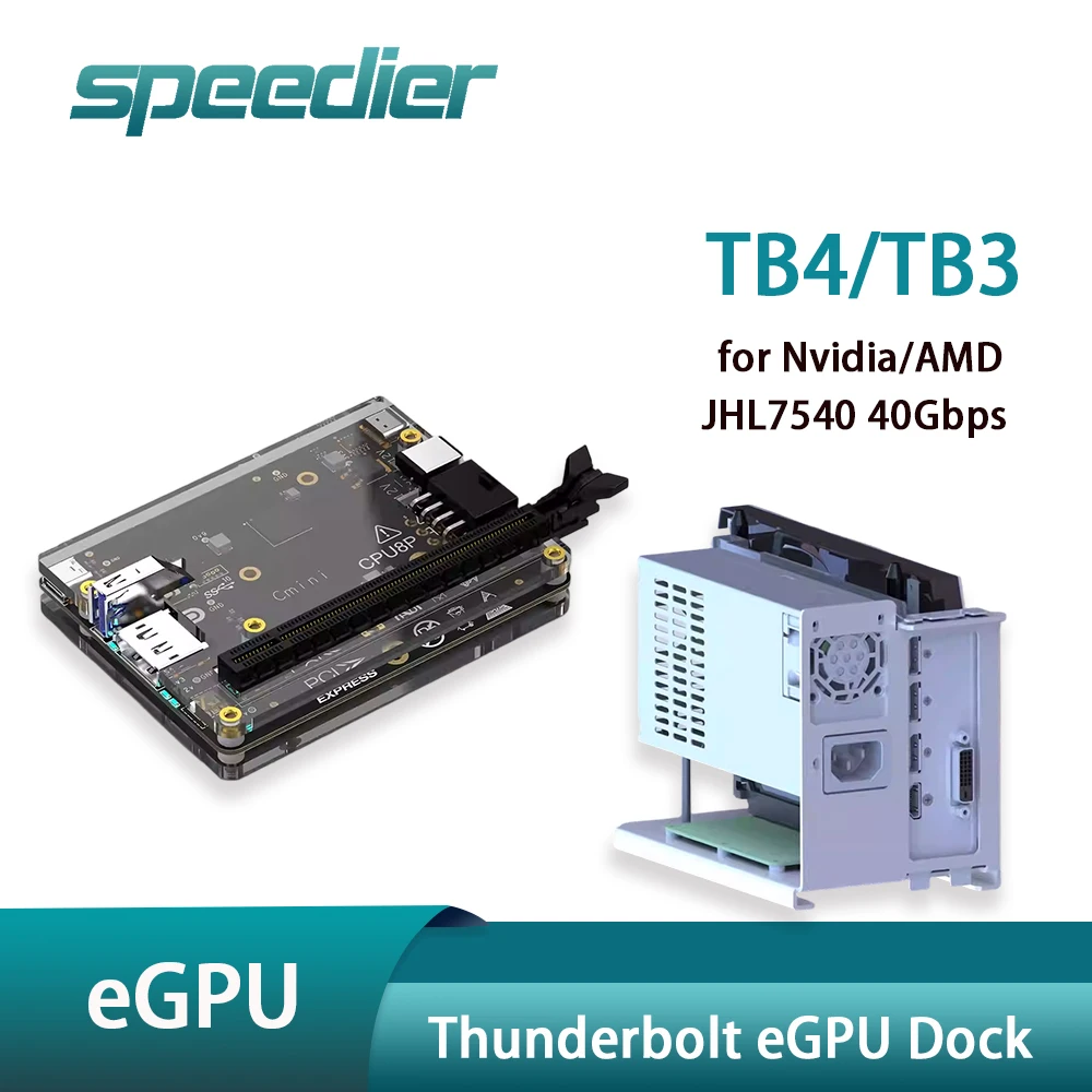 Thunderbolt 4 /3 Graphics Card Docking Station Graphics Card GPU Dock ATX SFX Bracket eGPU JHL7540 40Gbps Cmini for Nvidia AMD