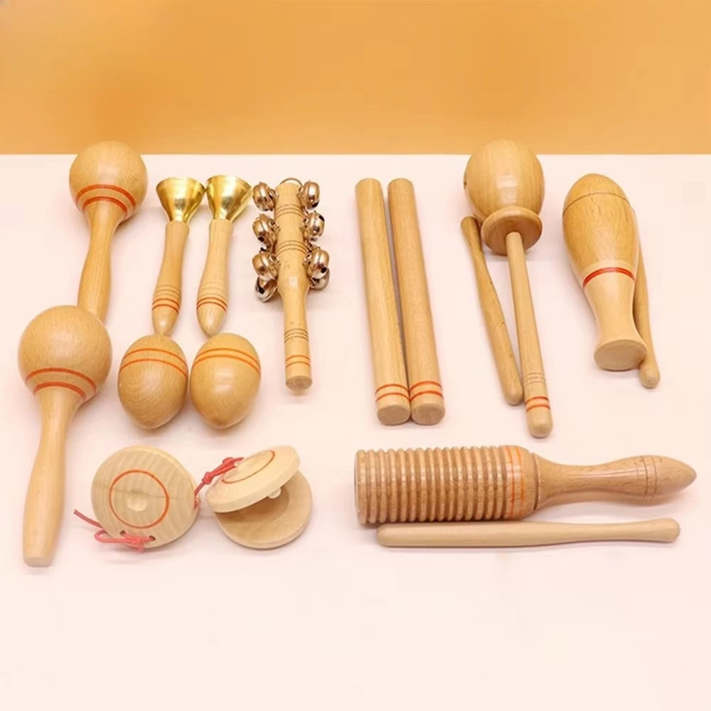 

Music Orff Percussion Instruments Sets,Wooden Maracas Castanet Egg Shaker Hand Bell Rhythm Stick Teaching AIDS Set