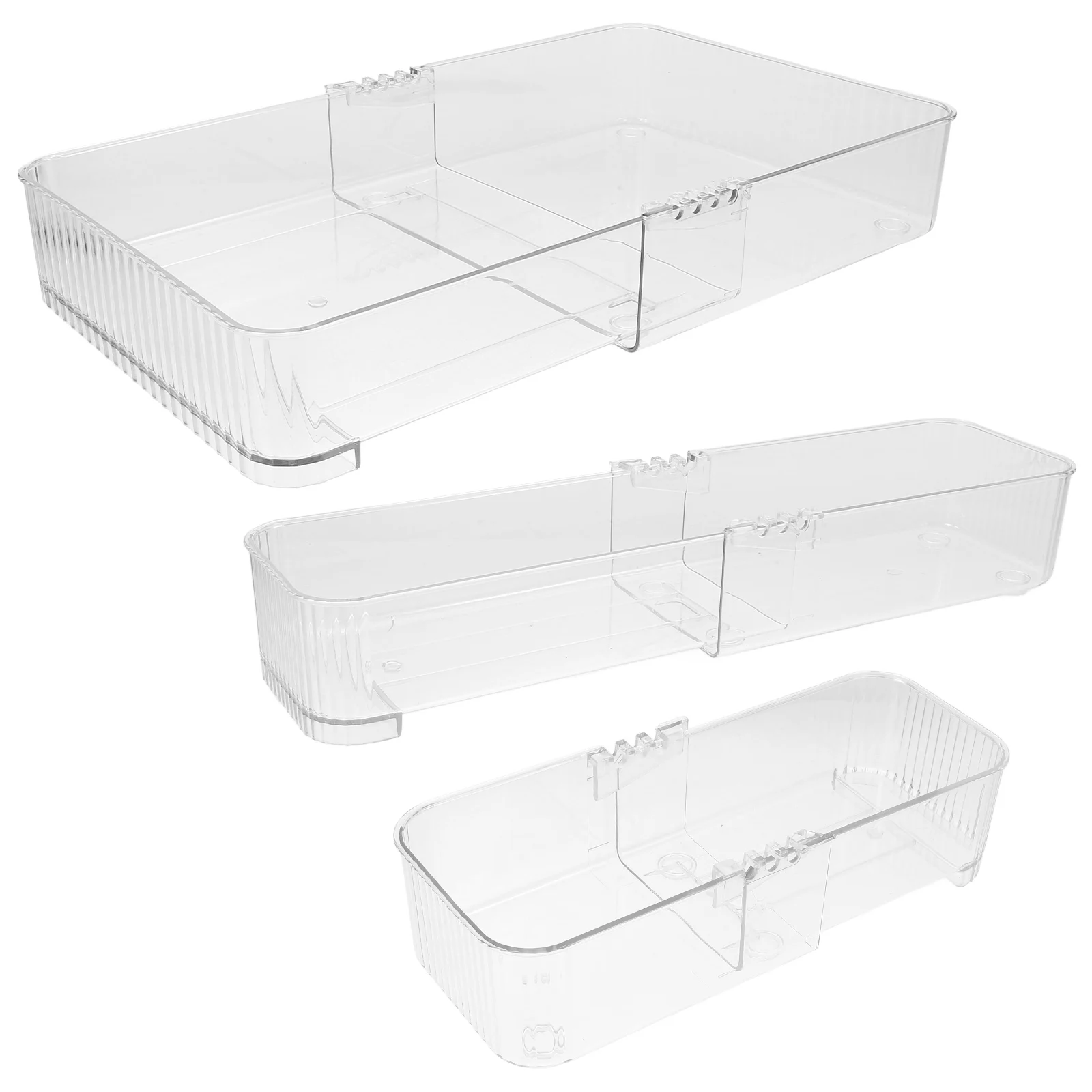 

3 Pcs Clear Drawer Storage Box Transparent Desktop ganizer Tray Divider Bin Medium Kitchen Office Space Saving