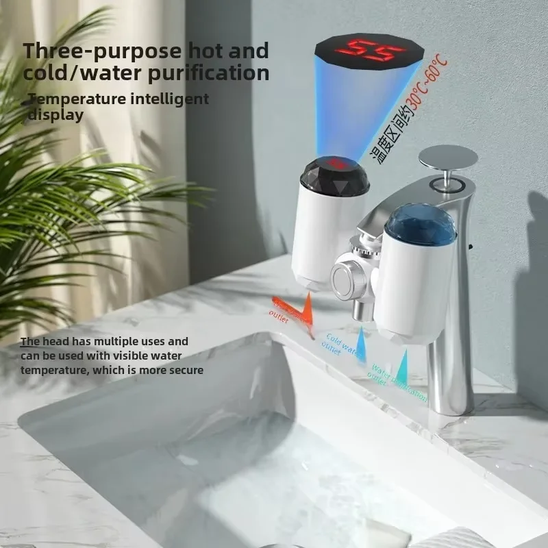 Household connected instant heating three second speed hot water faucet kitchen is free from installation of heating water