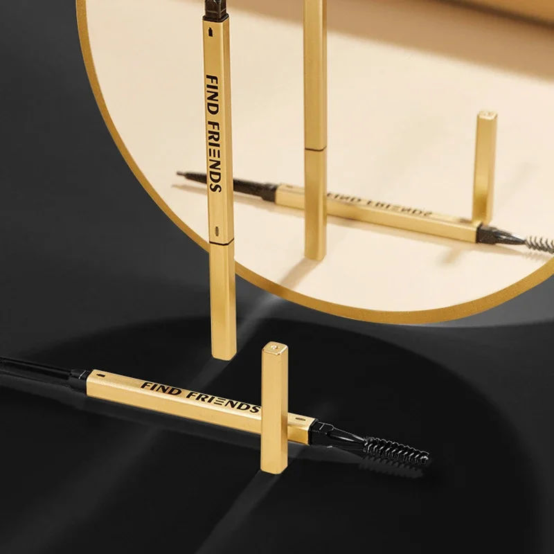5/6 stücke Goldene Bar Augenbraue Bleistift Doppel Enden Augenbraue Stift 16 cm Schlanke Langlebige Dreieck Spitze Schweiß-proof Gel Make-Up Kosmetik