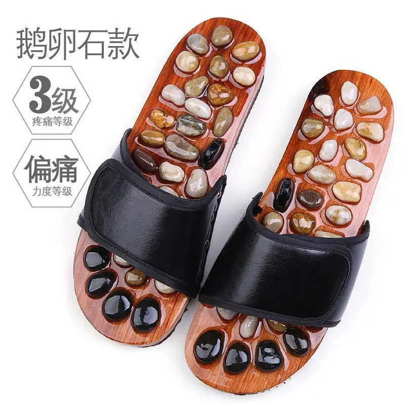 Pantoufles de massage des pieds d'acupression avec pierres de galets, soulagement de la douleur et Circulation améliorée, sandales respirantes unisexes pour hommes et femmes
