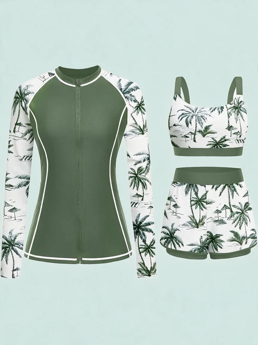 2 Piece Sets New Sexy Swimsuit Women Summer Bathing Suit Bikini Set Long Sleeve Swimwear Women Beach Swimming Suit For Female