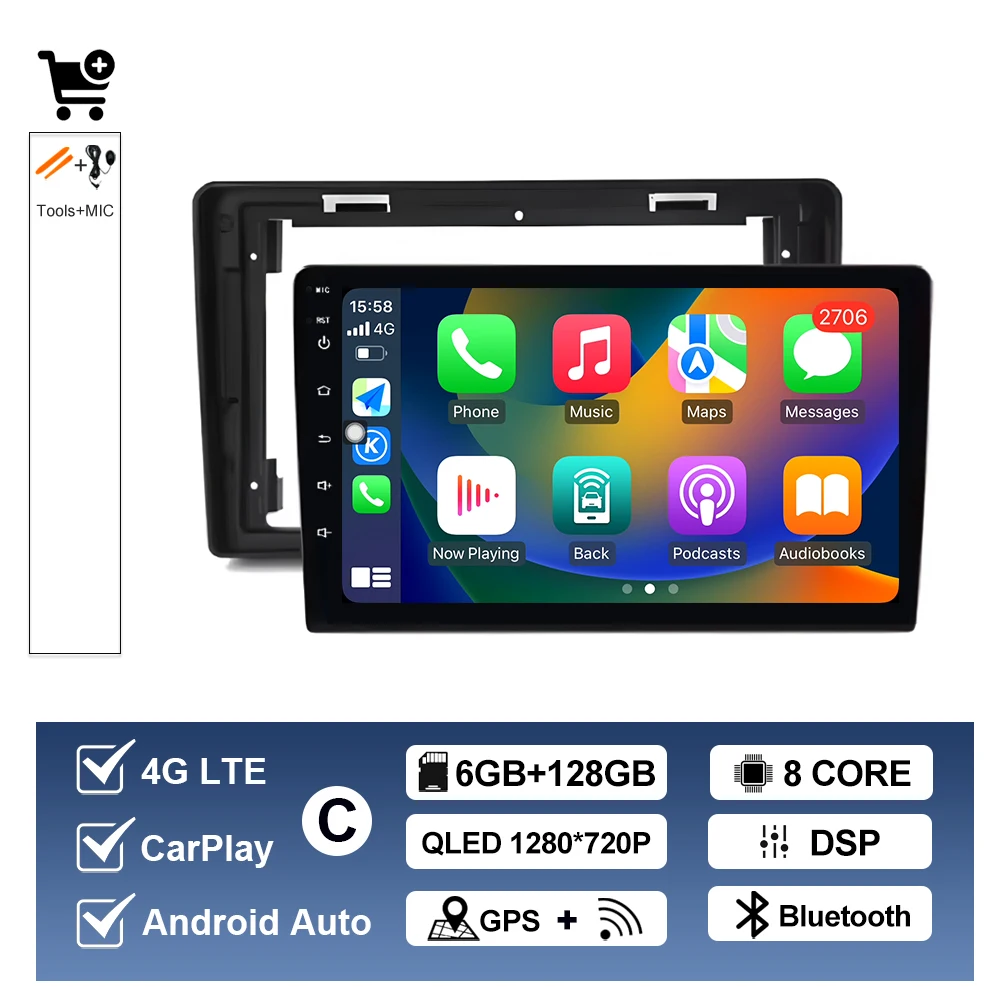 Voor Citroen C2 C3 2001 2002 2003-2010 Auto Multimedia Speler Android14 GPS Navigatie Auto Gereedschap DSP Stereo CarPlay QLED Scherm