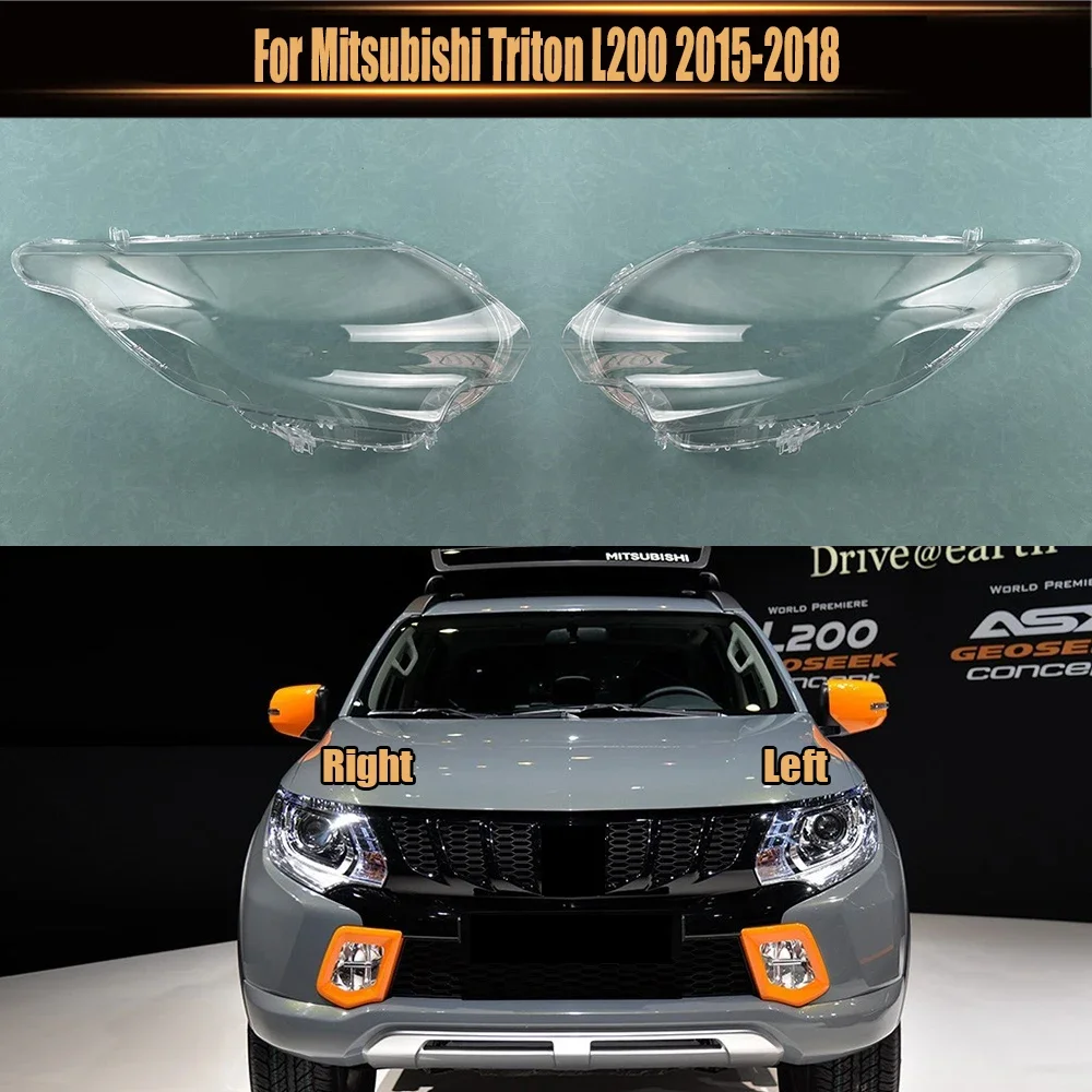 

For Mitsubishi Triton L200 2015 2016 2017 2018 Headlight Cover Lamp Shade Transparent Lampshade Headlamp Shell Lens Plexiglass