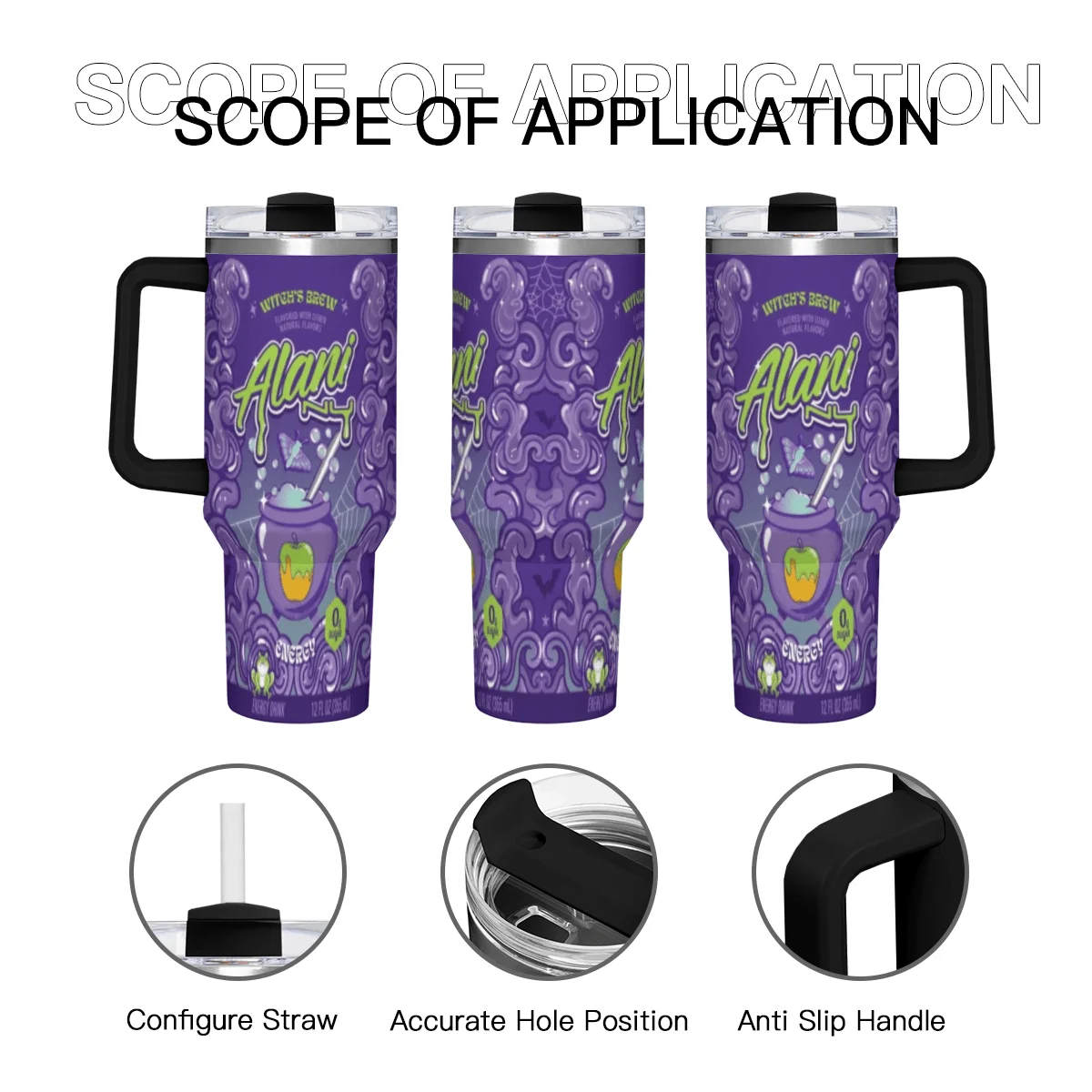 40 Oz Insulated Cup, Leak-Proof With Handle, Perfect For Car, Office, Or Travel—Great Gift For Her. Features Viral Purple Magic