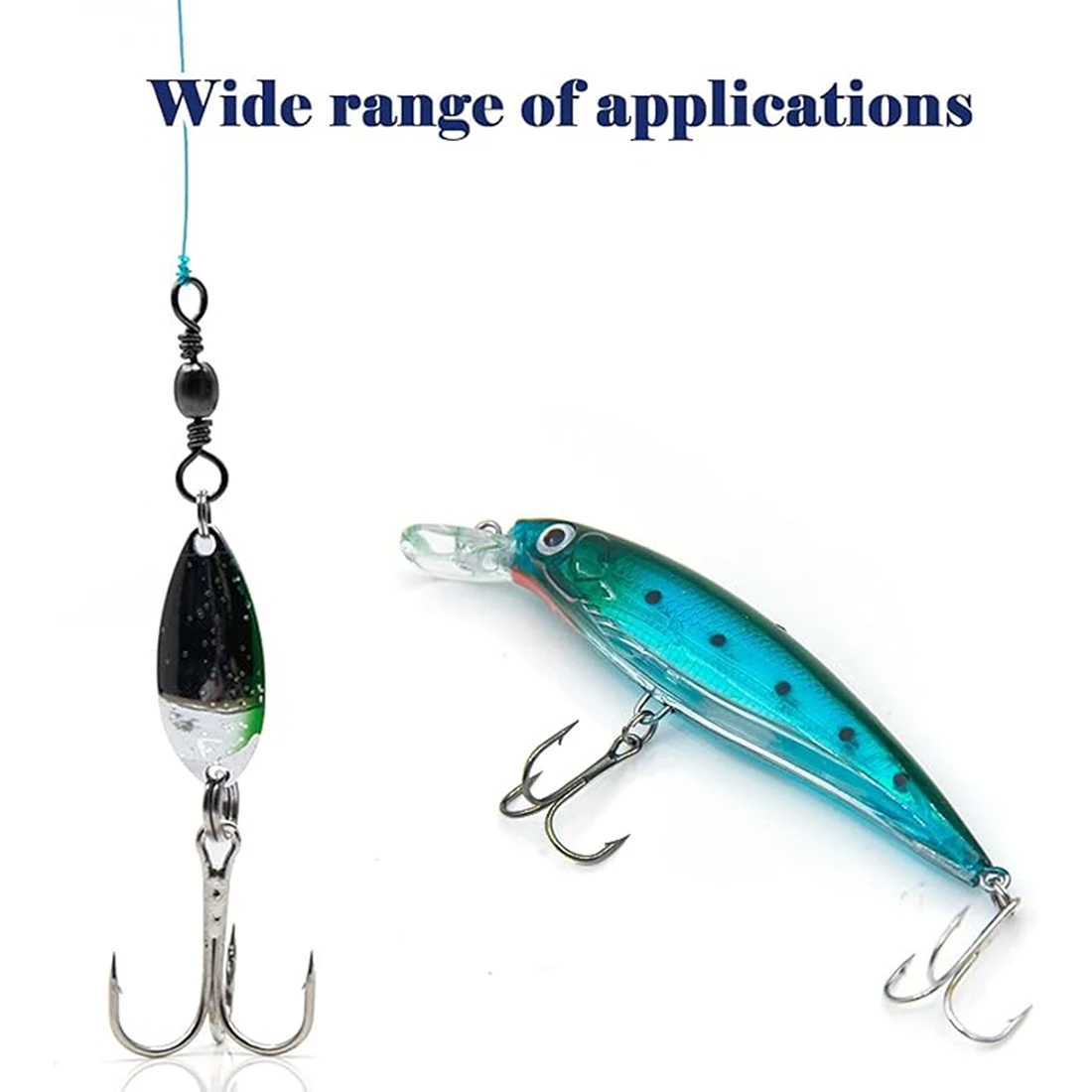 FishTrip 50-150 قطعة 2X مجموعة خطافات ثلاثية قوية الصيد هوك إغراء حامل عالية الكربون إبرة حادة المياه المالحة الثلاثي هوك باس #3