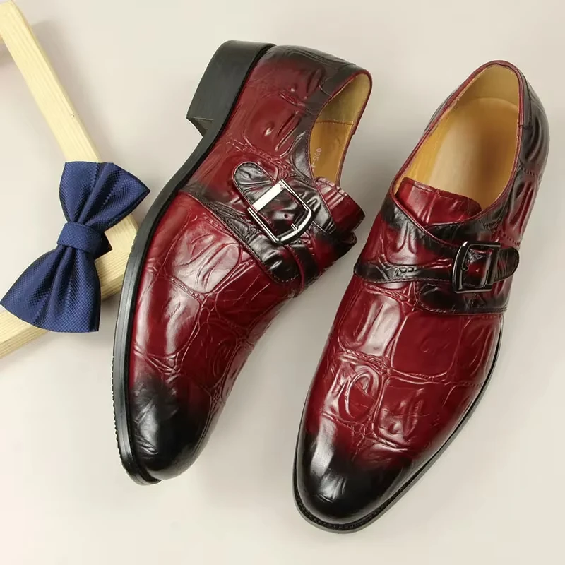 Italian Luxury Men's Loafers Genuine Leather Casual Shoes Comfortable Daily Wear, Fashion Buckle Design, Premium Dress Shoes