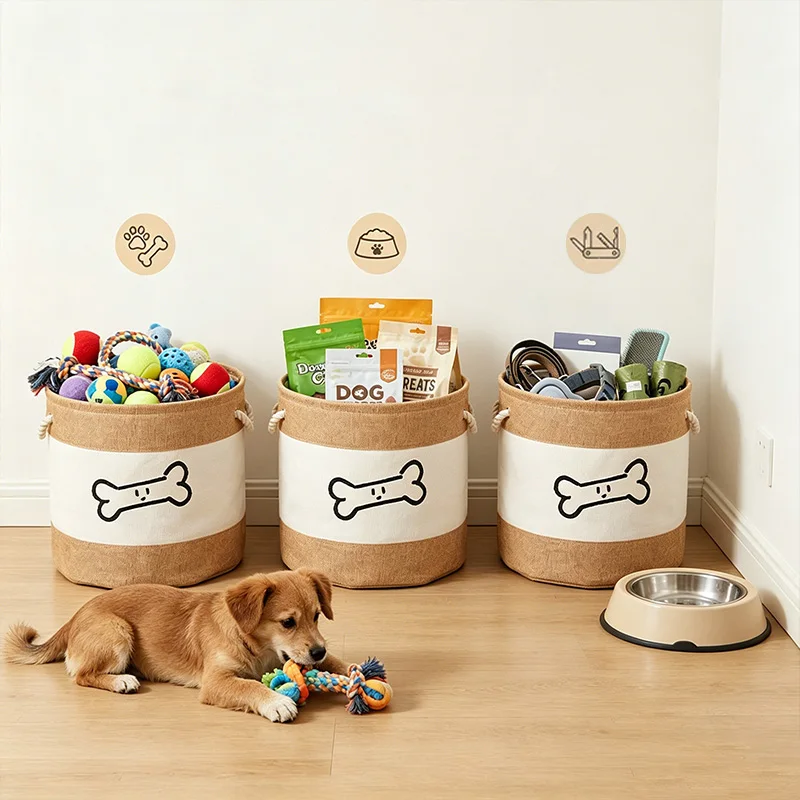 Cesta organizadora de juguetes para perros y gatos – Plegable con asa - imagen 2