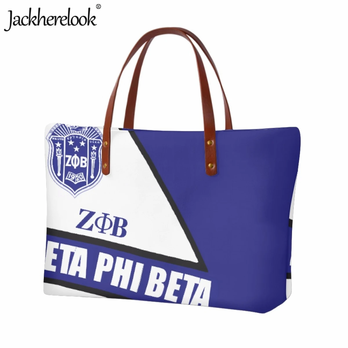 Jackherelook Fashion Zeta Phi Beta Sorority Design Women Handbag Large Capacity Shoulder Bag for Ladies Travel Beach Tote Bag