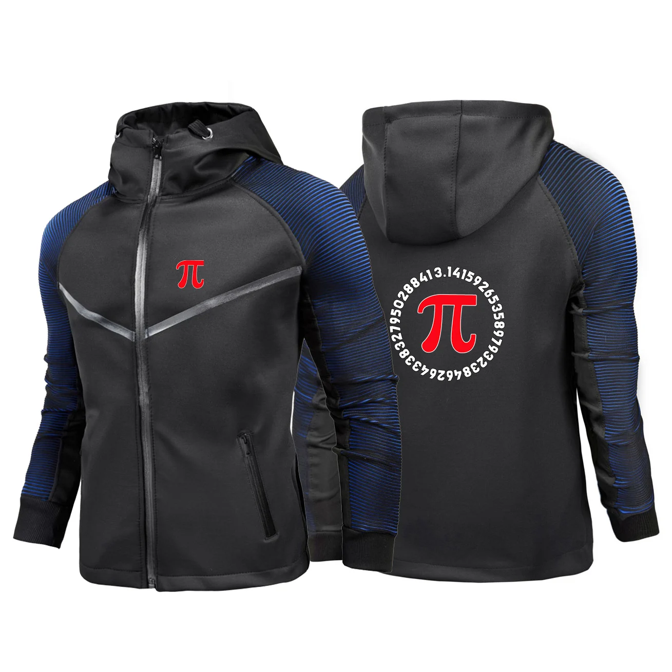 Funny Pi Design Men's racing suit jacket transformed into a racing competition design long-sleeved hoodie shirt