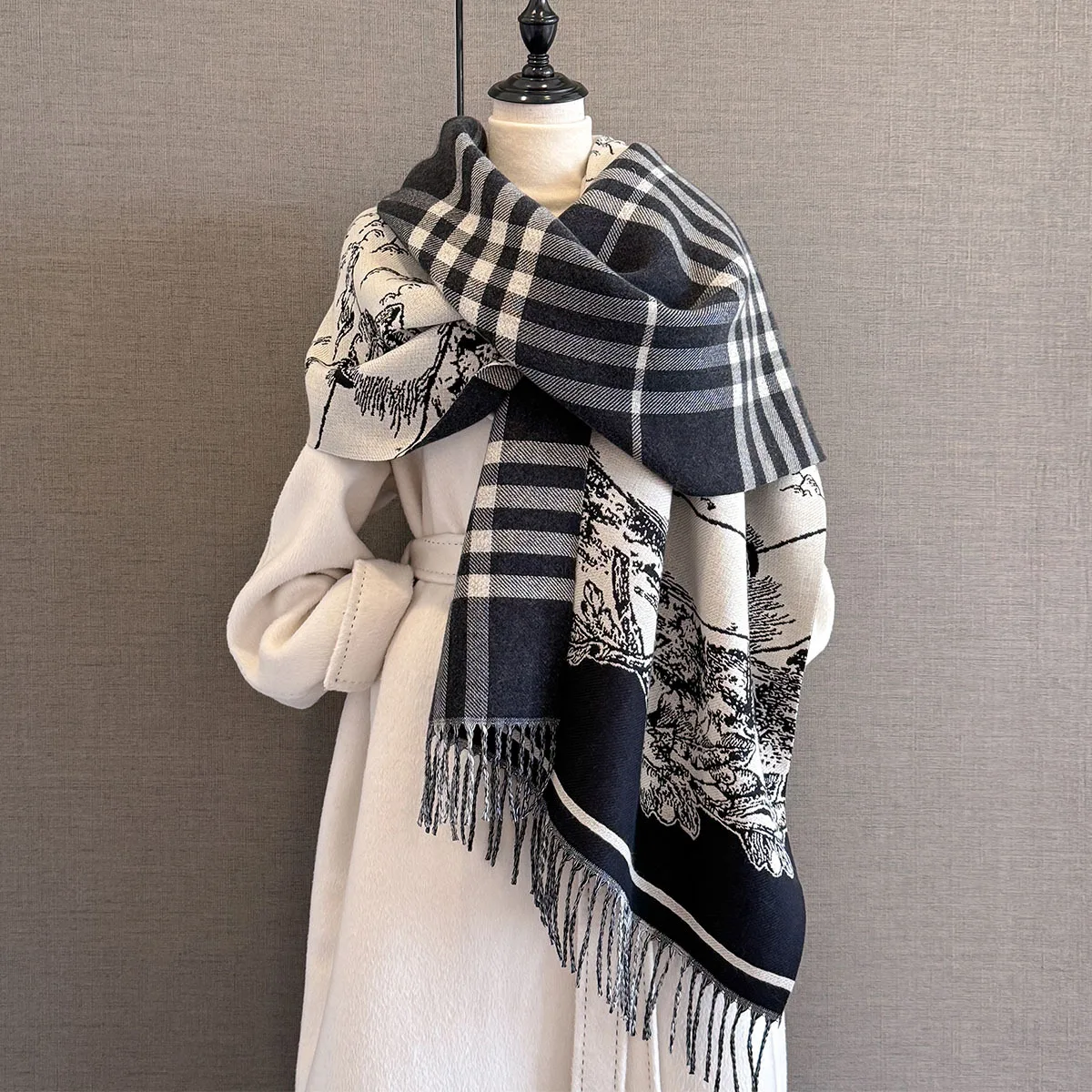 

Теплый шарф женский зимний утолщенный шаль из пашмины с кисточками для мужчин из искусственного кашемира теплые осенние элегантные женские одеяла на шею