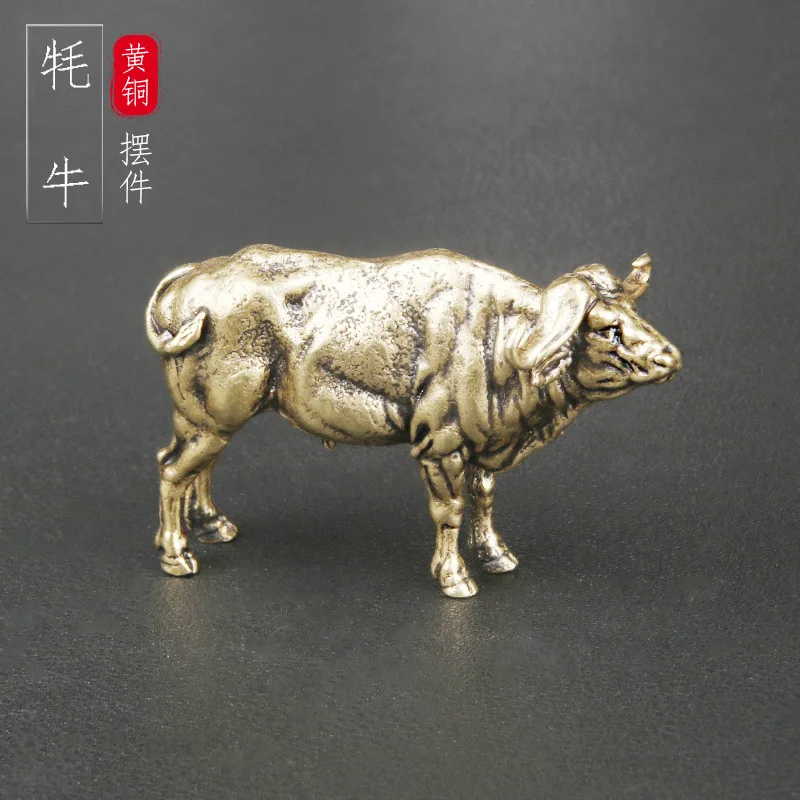 

Brass yak tabletop ornaments, twelve zodiac bull bronze sculptures, handicrafts, cultural and tea pet decorations