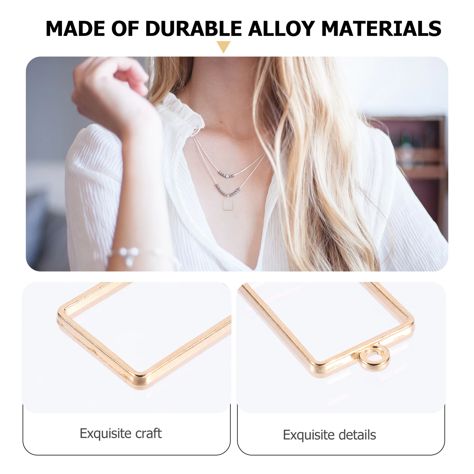 

20pcs Retro Decorative Pendants Handicraft Hollow Out DIY Jewelry Accessories Golden Rectangular Shape Handmade Crafts