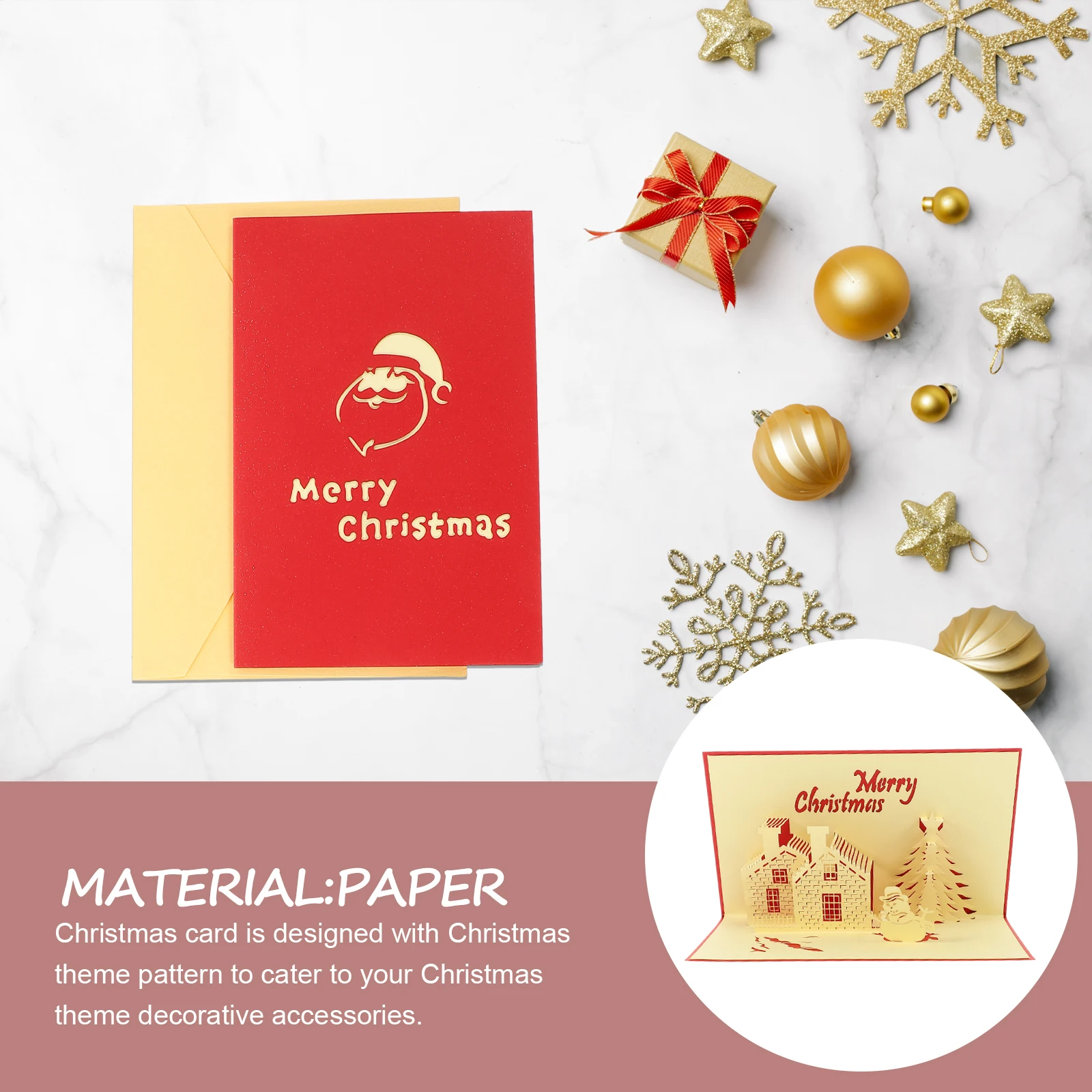 

2 Pcs Retro Christmas Cards Small Holiday Greeting Deer Festival Holidays Ornaments Christmass Elder