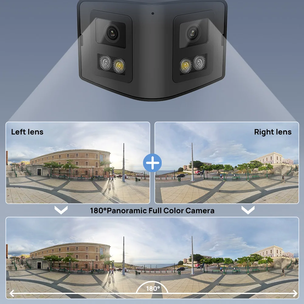 VIKYLIN Hikvision Compatibile Panoramica 4/8MP Telecamera IP a Doppia Lente Luce Ibrida CCTV Sicurezza Domestica Video Sorveglianza Esterna POE