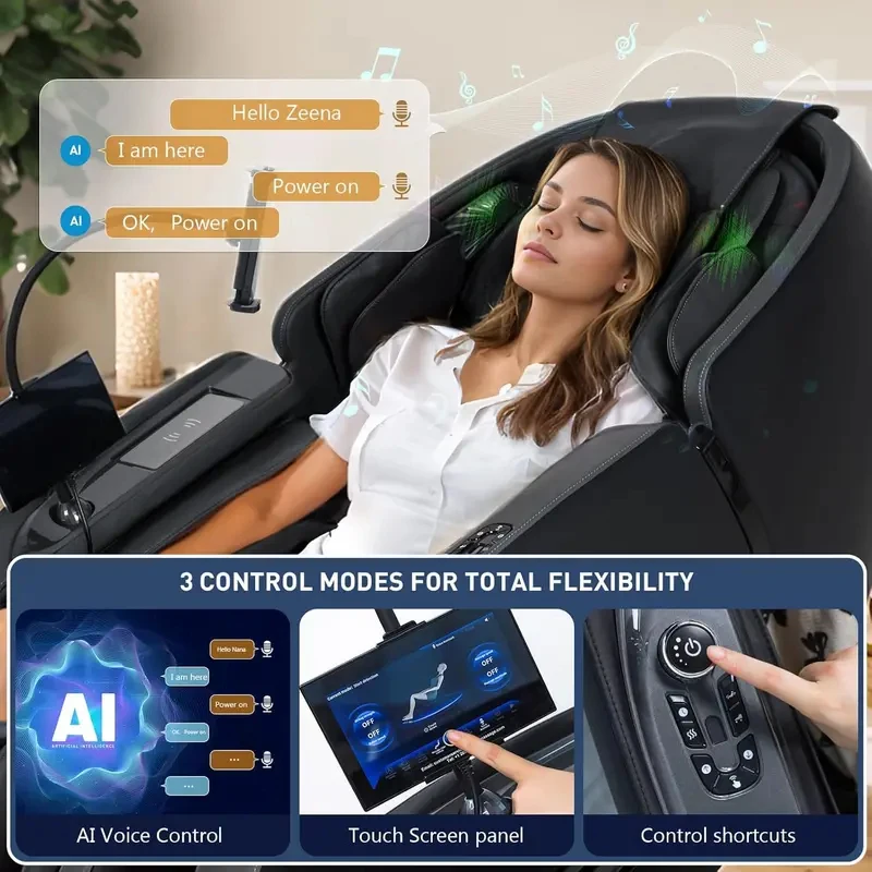 4D Massage Chair Full Body Zero Gravity SL-Track Stretch Shiatsu Massage Recliner Chairs With Foot Rollers Waist & Calf Heating