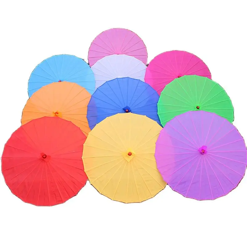 

20 pcs Chinese colored fabric umbrella, white pink parasols, China traditional dance color parasol, Japanese silk props