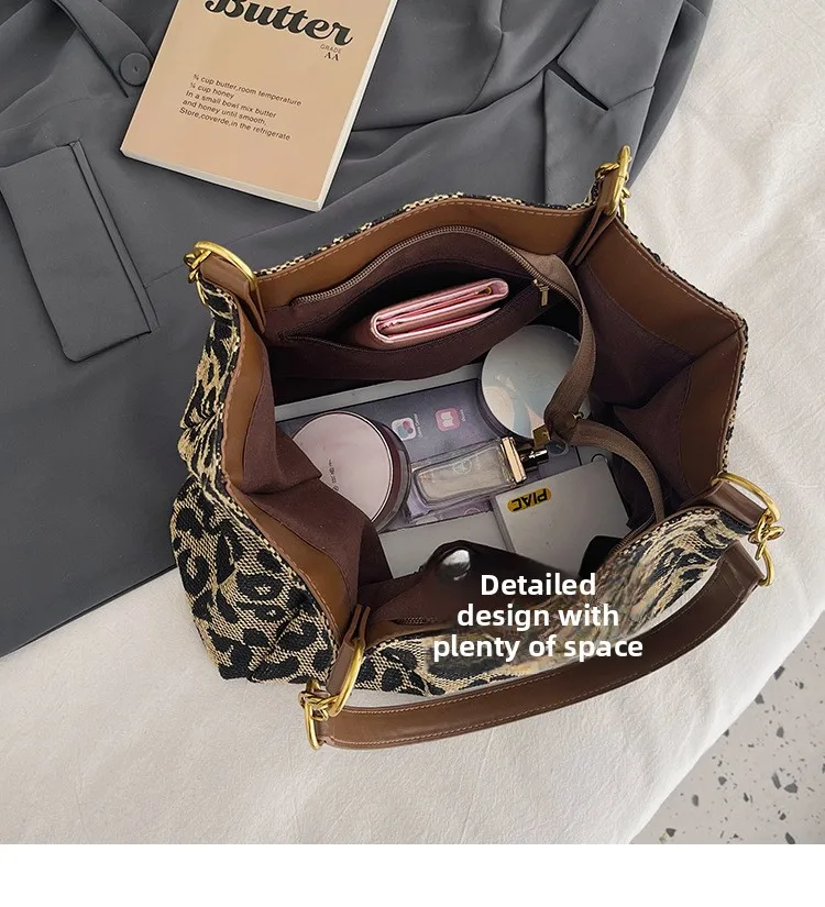 Meistverkaufte Damentasche, Retro-Leopardenmuster, einzelne Achselhöhlen-Umhängetasche, Einkaufstasche mit großer Kapazität, tägliche Handtasche für Frauen beim Einkaufen – Detail 18