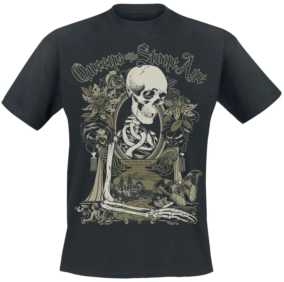 Queens of The Stone Age Era Vulgaris Tee, Alt Rock T-Shirt with Pirate & Smoking Lightbulb Print, Band Fan Merch