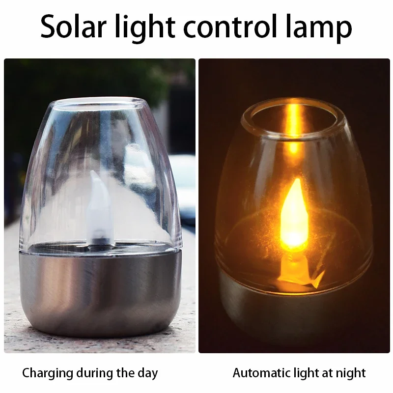 Solar Candle Light Outdoor LED Steel Lawn Deck Halloween Decoration Night Light Waterproof Garden Solar Light