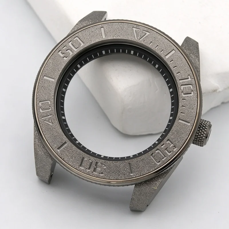 Gun Grey Watch Case With Grit Nail Sand Effect For PROSPEX SRPB55K1 Samurai Fit NH35 NH36 Movement Watch Mod Replacement Parts