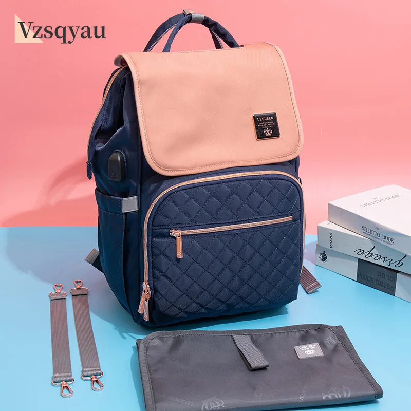 

New Fashion Oxford Multi Functional Wear Resistant Insulation Large Capacity Zipper Mommy Bag Backpack for Travel Diaper Bags