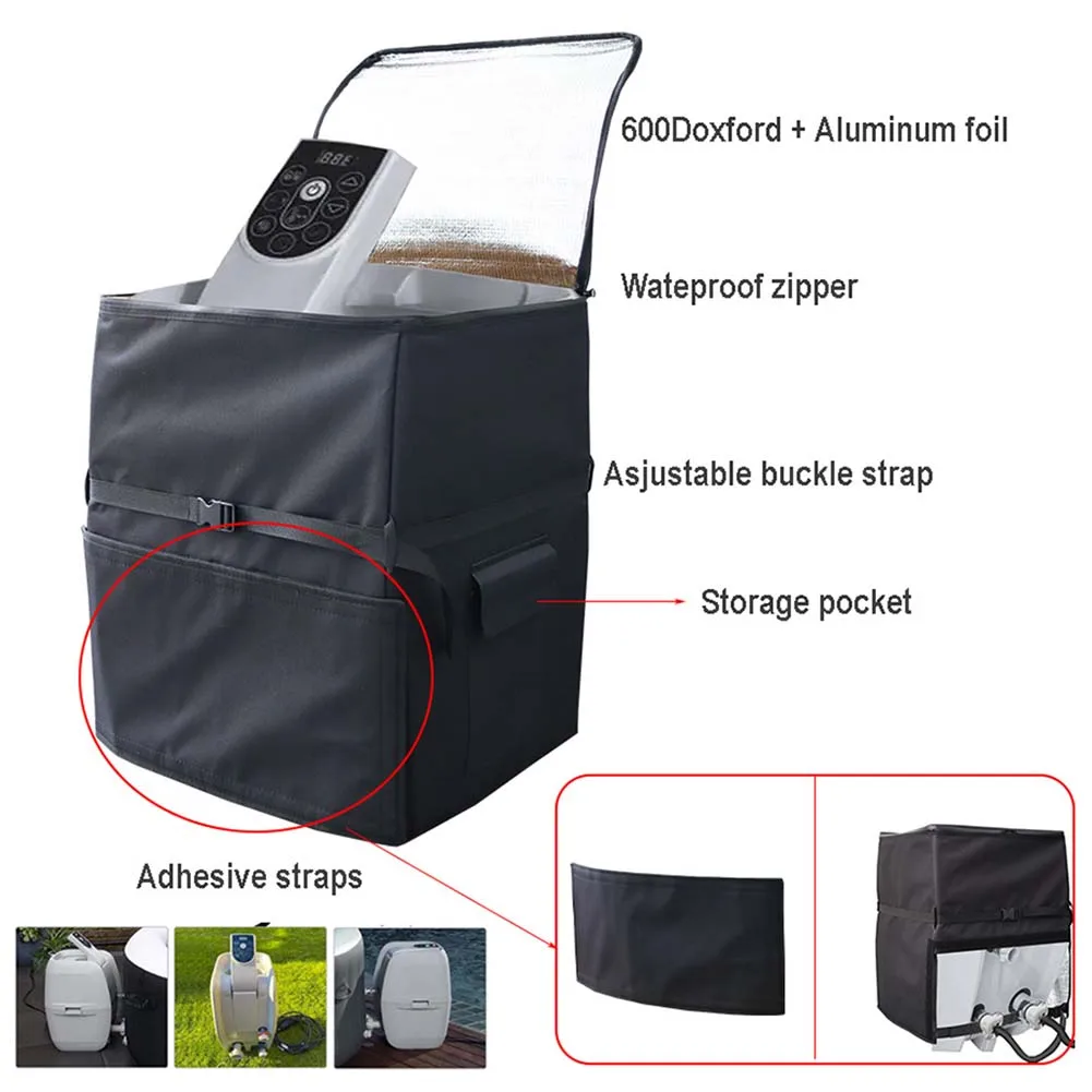 

Bath Tub Pump Cover Waterproof Oxford Fabric with Zipper for Spa Heater Pump All Weather Protection Secure Fit