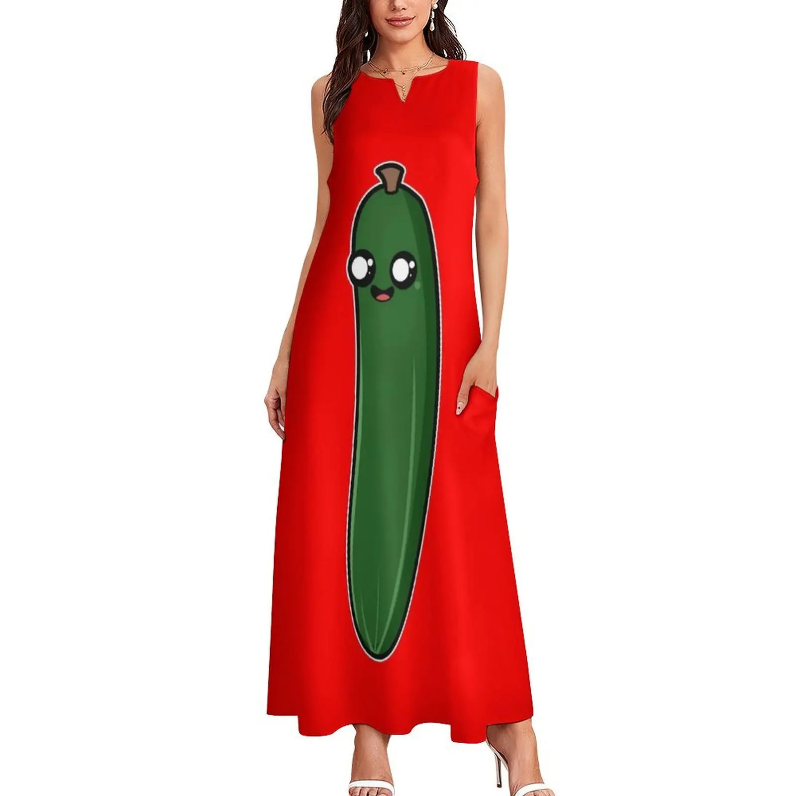 Zucchini cucumber vegetable vegan Long Dress Dress women clothes