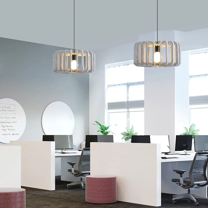 Nordic Felt Hanging Light Colorful Birdcage Chandeliers Coffee Bar Homestays Shops Sound-Absorbing Dining Table Pendant Lamp