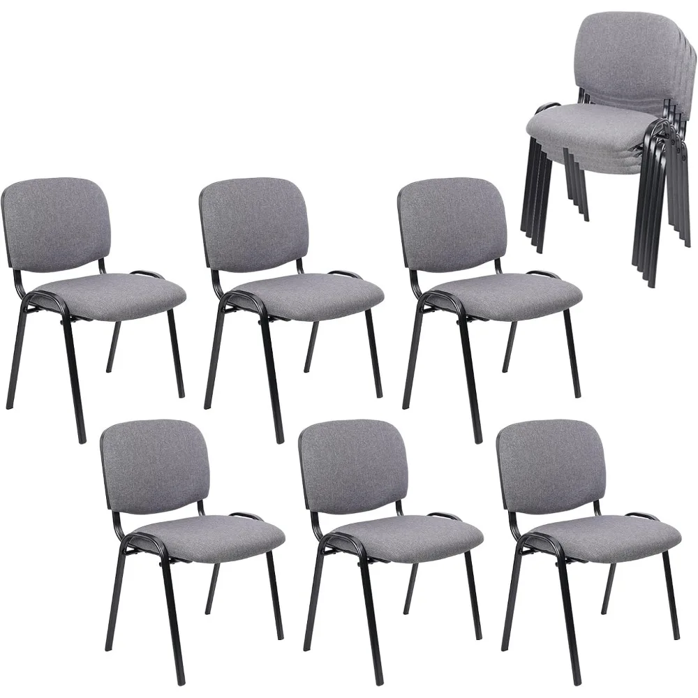 

Set of 10 Stackable Waiting Room Chairs, Armless No Wheels Reception Chair with Upholstered Seat, Guest Chairs for Confe