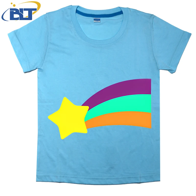 Camiseta con estampado de estrella de tiro para niños, top informal de manga corta de algodón, adecuado para niños y niñas, Verano