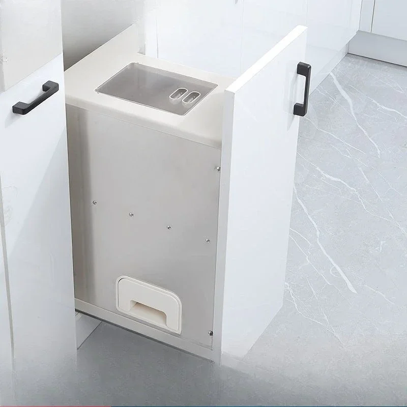 Cabinet embedded rice box basket