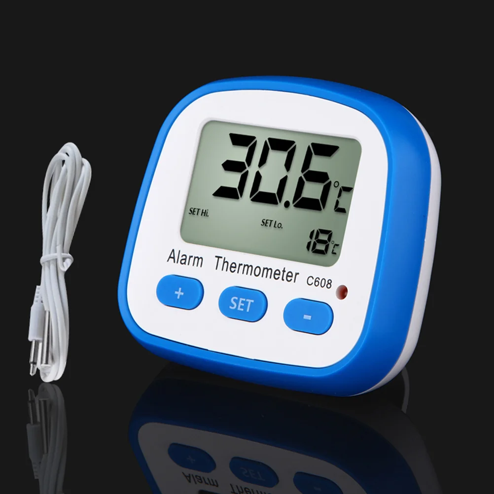 

Large Screen Digital Thermometer C608 Indoor Outdoor Temperature Display High Low Alarm Led Indicator ℃/℉ Changeable White Blue