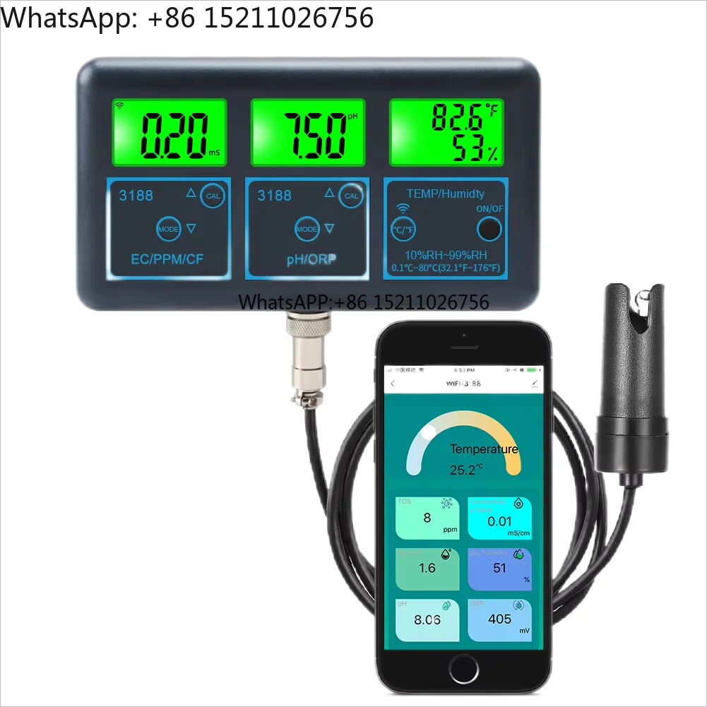 Tuya Smart Online WiFi PH Meter 7 in 1 Temp TDS CF - EC ORP  Digital  Water Quality Tester  for Aquarium Hydroponics Pool