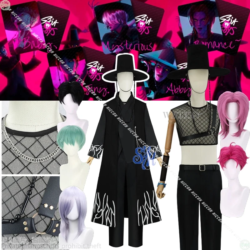 

Anime Movie Kpop Demon Full Set High Quality YOUR IDOL Costume Saja Boys Cosplay Black Goth Vampire Korea Suit Halloween 코스프레