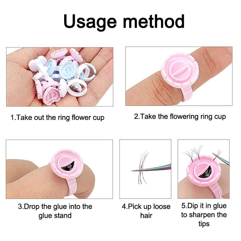 100 قطعة بالجملة المتاح رمش الغراء مروحة كأس خواتم لاش لوازم حامل الحاويات الصباغ رمش تمديد أدوات JJMGJ01