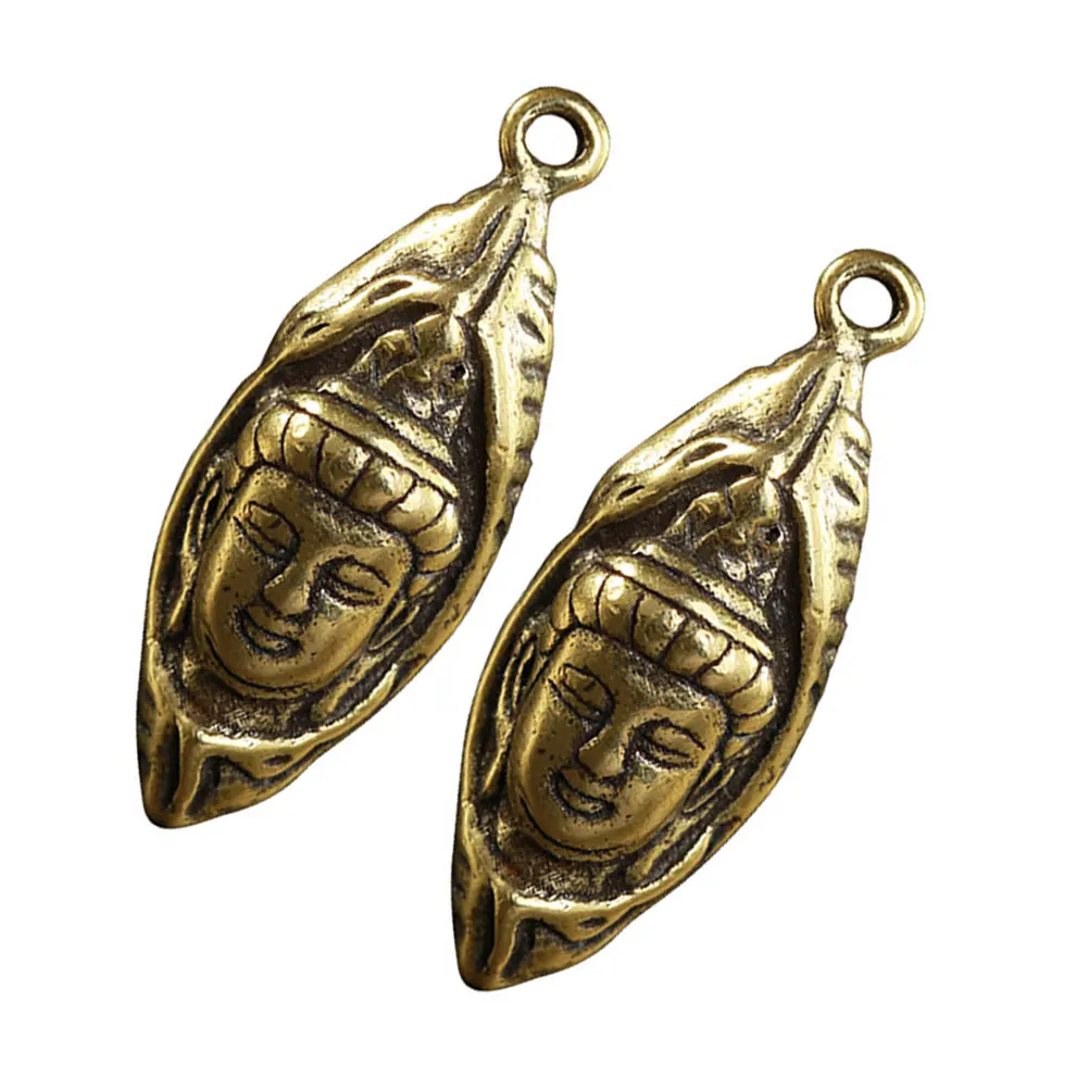 

2pcs Buddha Statue Pendant Keychain Retro Brass Decorations Snake Year Pendants Jewelry Accessories DIY Craft Gifts