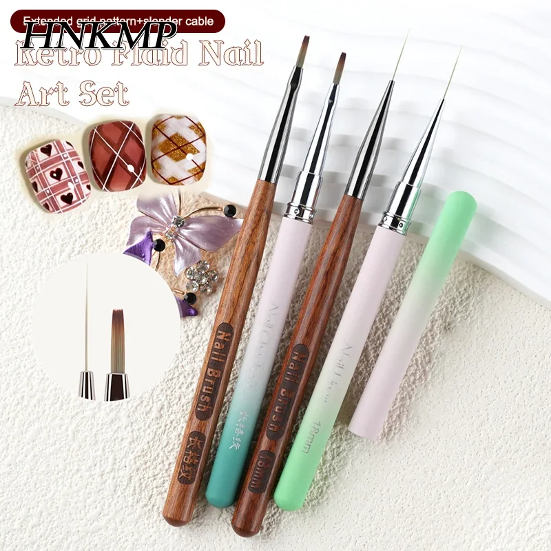 1PCS French Plaid Nail Art Brushes Line Grid Pattern Drawing Pen For DIY UV Gel Extension Painting Supplies