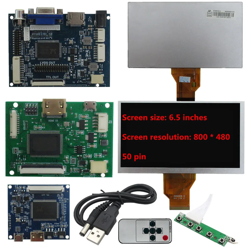 

6.5-inch AT065TN14 TFT LCD Display Driver Universal Control Board Set HDMI Compatible DIY Raspberry Pi PC Display Secondary