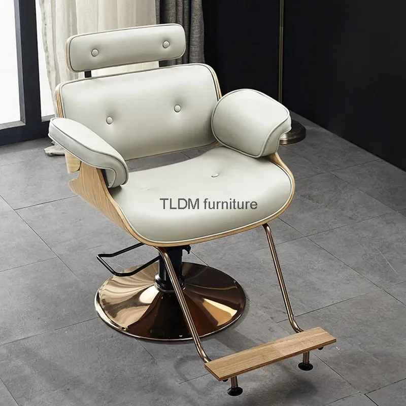 

Barbershop Luxury Salon Chair Modern Gold Leg Beauty Vintage Salon Chair Portable Swivel Silla De Barbero Commercial Furniture