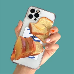Funny Butter Bread Phone Case for iPhone 15 14 13 12 11 Pro Max Mini X XS XR SE 7 8 Plus Creative Shockproof Transparent Cover