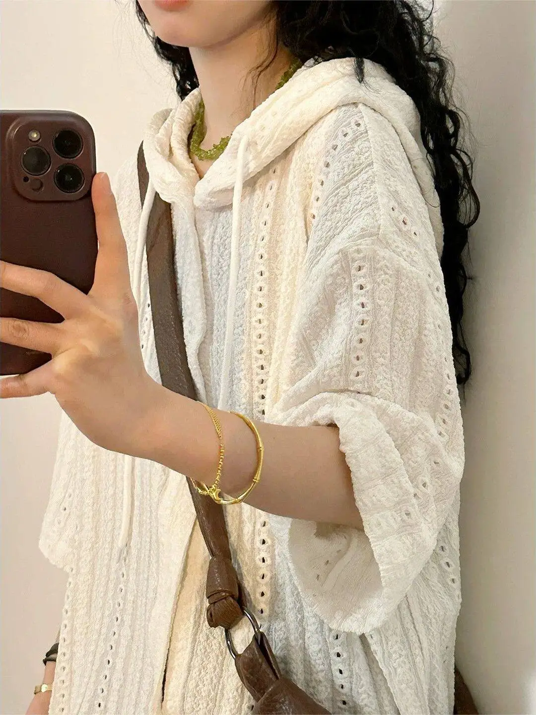 

plus Size 300 Pounds Lazy Style Hollow out Hooded Shirt Women Summer Loose Casual Top Breathable Comfortable Loose Fit Shirt