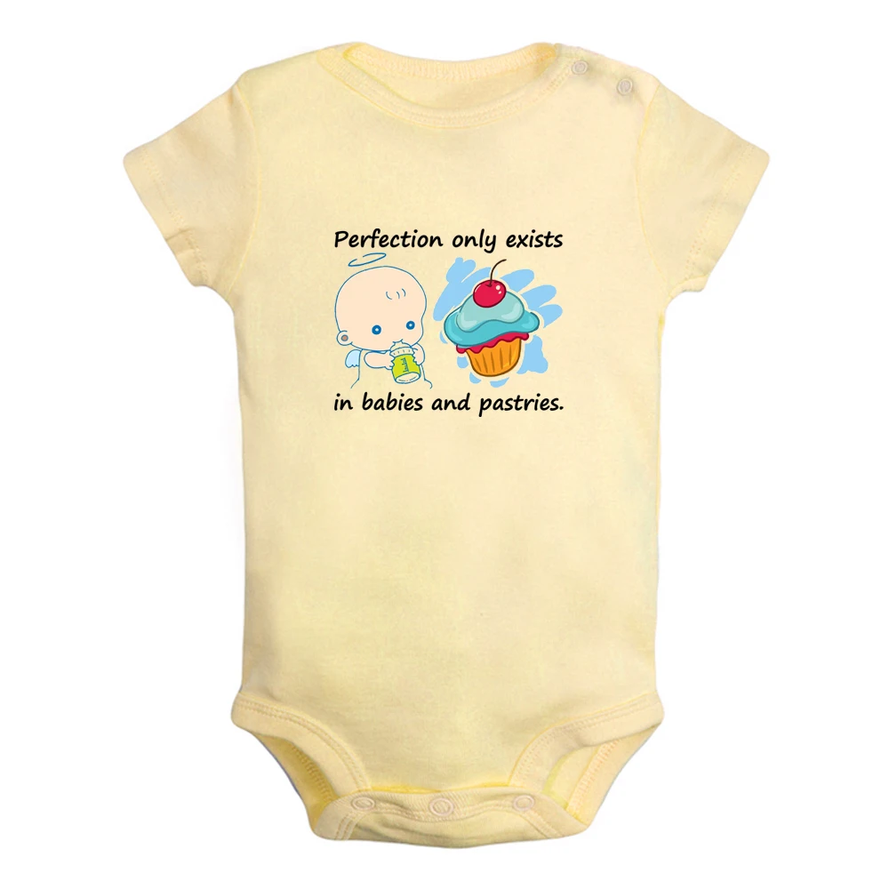 

Perfection only exists in babies and pastries Cute Baby Rompers Baby Boys Girls Bodysuit Short Sleeves Jumpsuit Kids Clothes