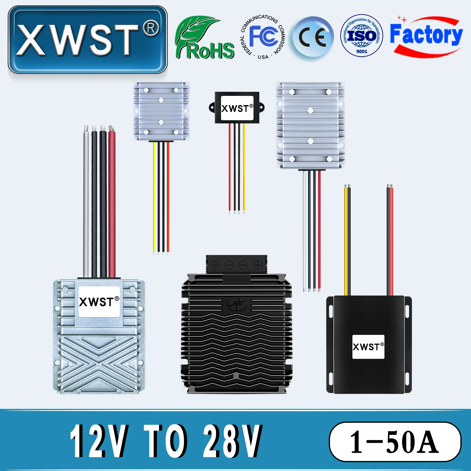 XWST 12V DC a 28V DC convertidor de refuerzo regulador de voltaje de aumento 28VDC estabilizador 1A 2A 3A 5A 8A 10A 20A 26A fuente de alimentación de salida