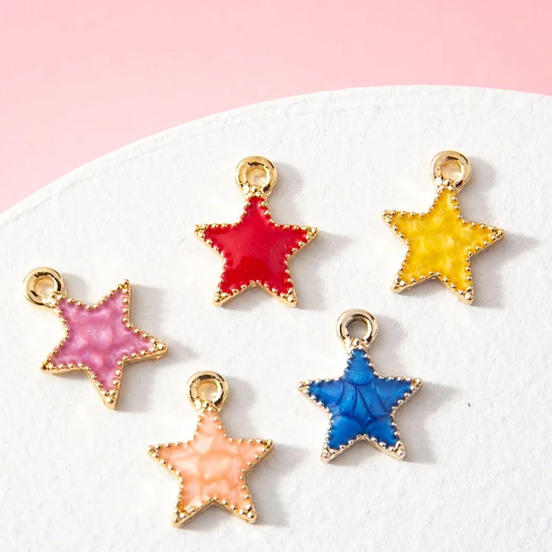 50pc  9*12mm Star pendant  alloy  enamel charm DIY accessories of necklace bracelet apparel Decoration fitting